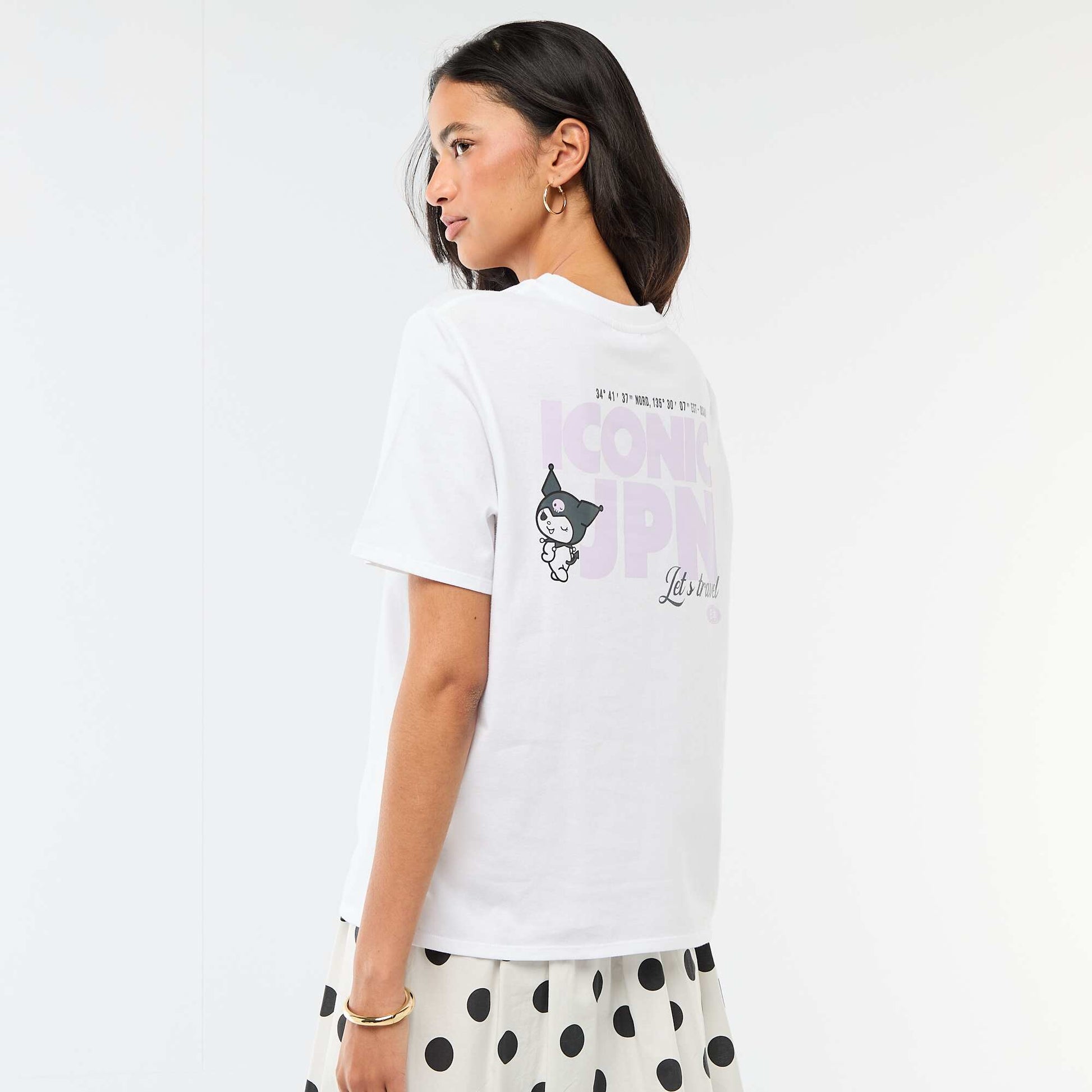 T-shirt imprimé 'Kuromi' à manches courtes BLANC