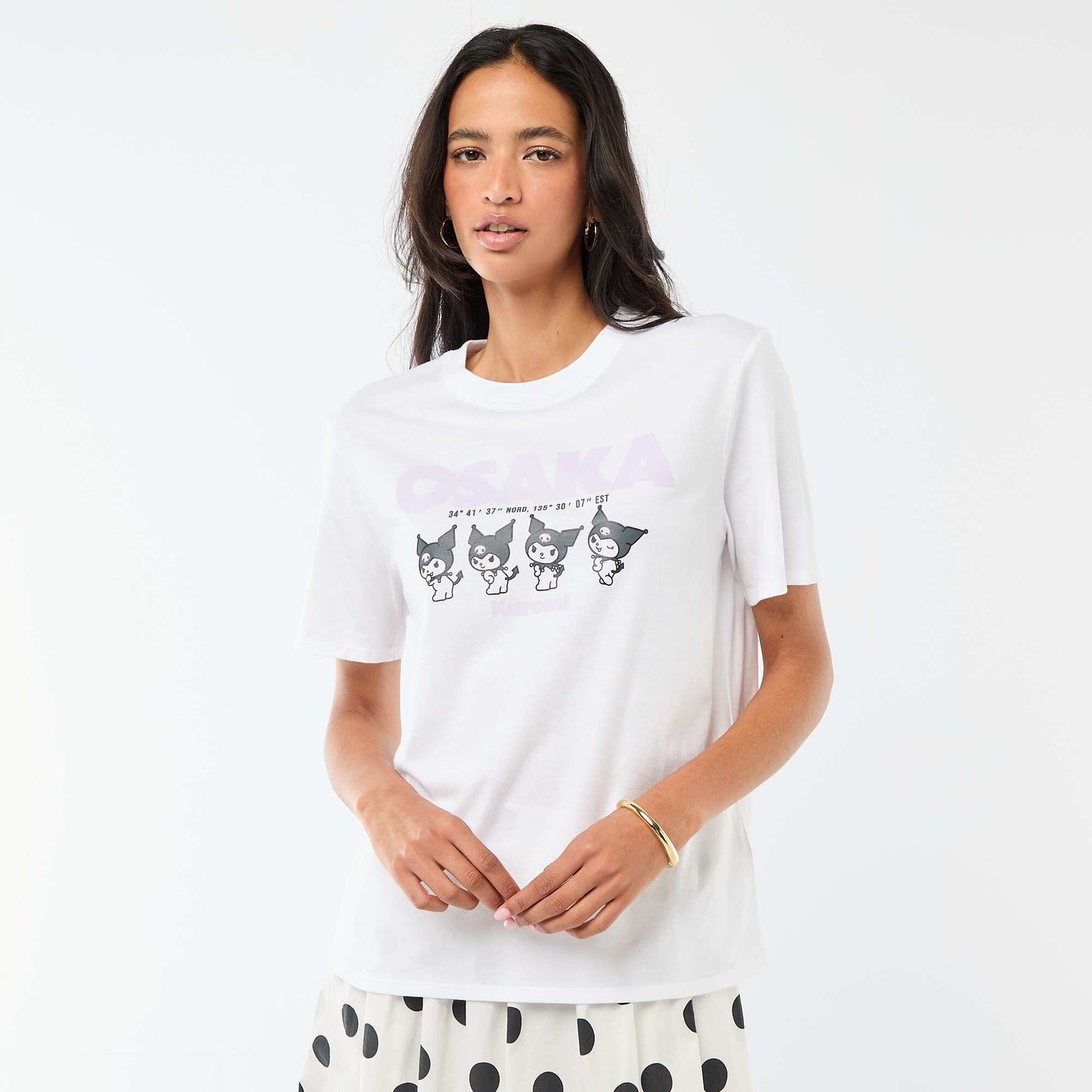 T-shirt imprimé 'Kuromi' à manches courtes BLANC
