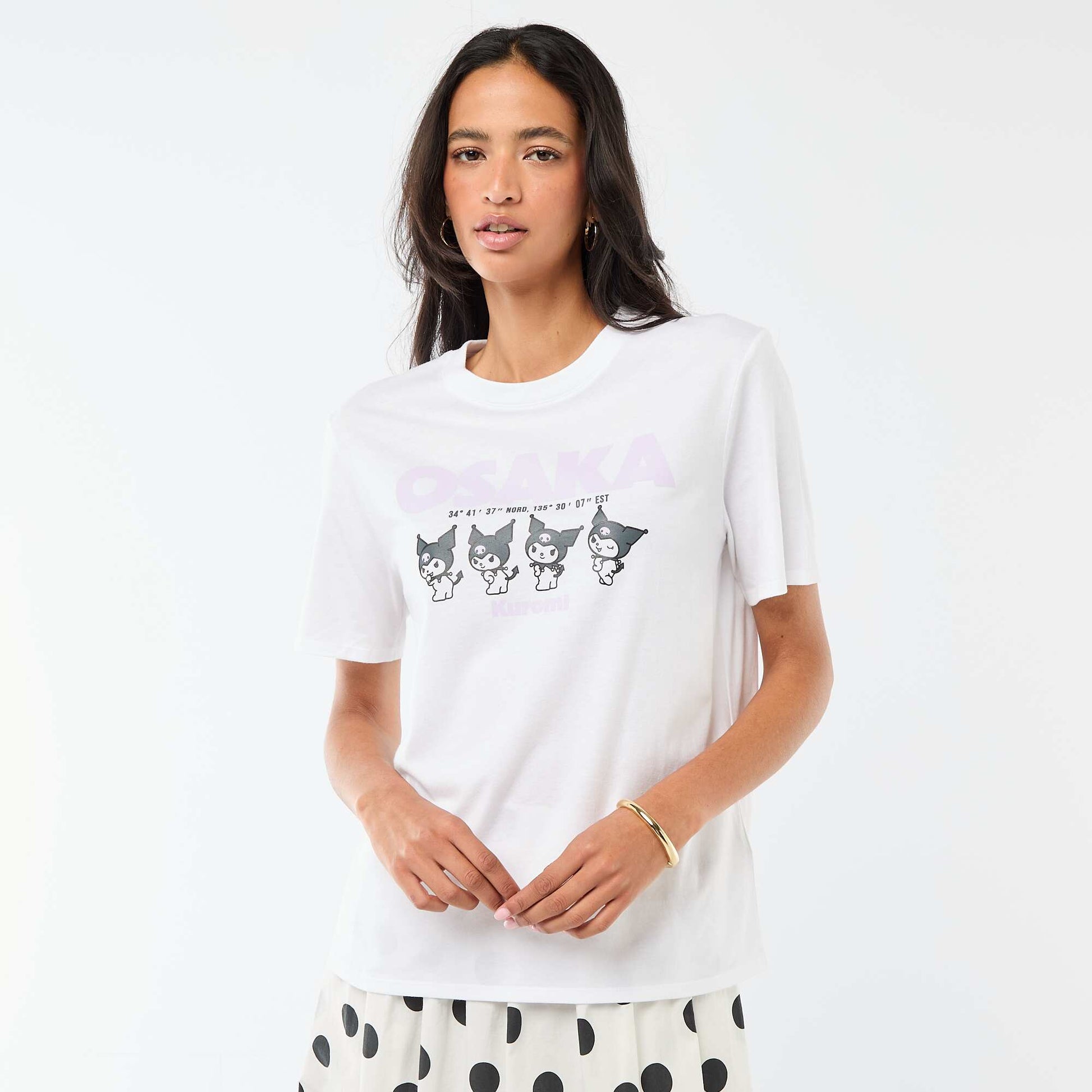 T-shirt imprimé 'Kuromi' à manches courtes BLANC