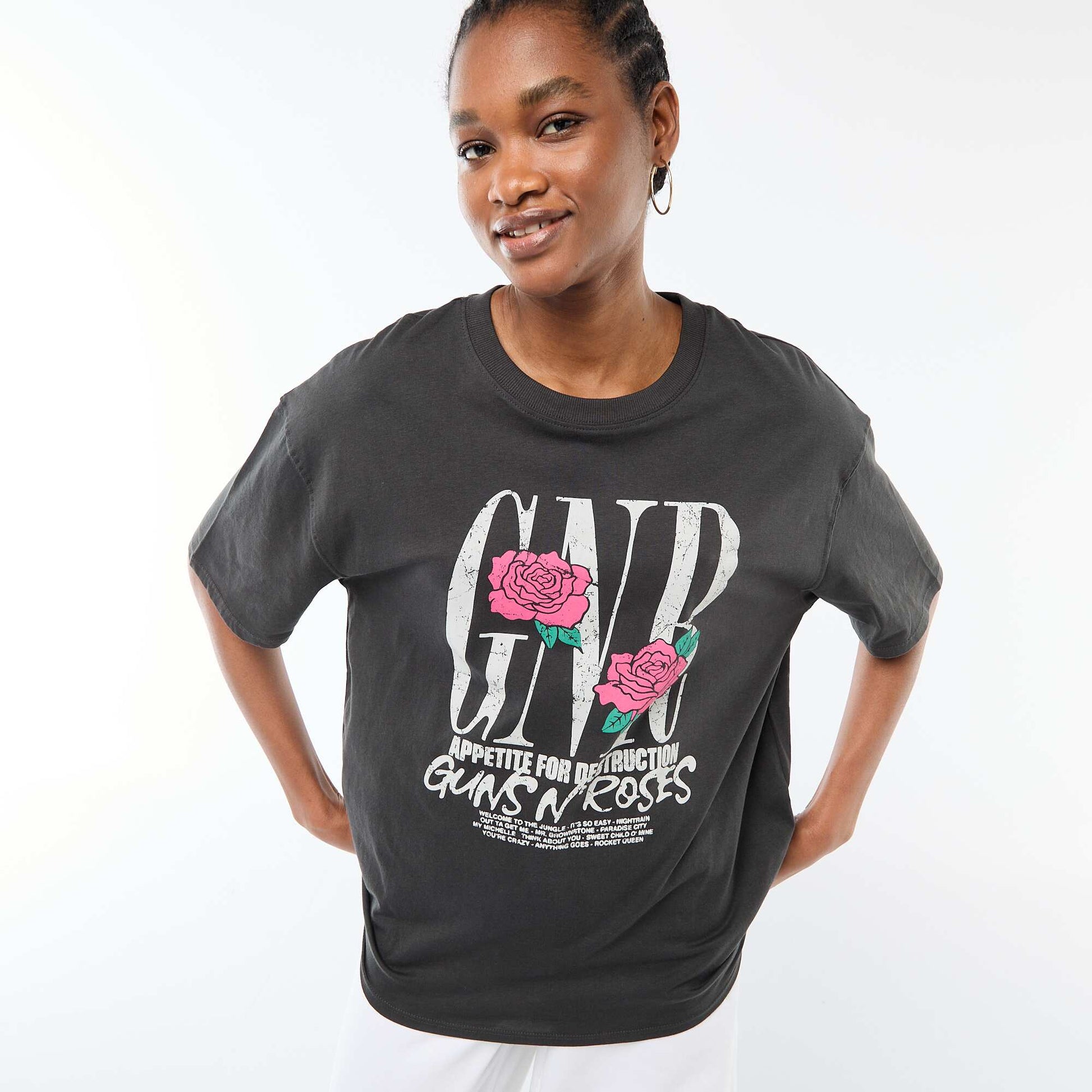 Tee-shirt 'Guns N'Roses' à manches courtes NOIR