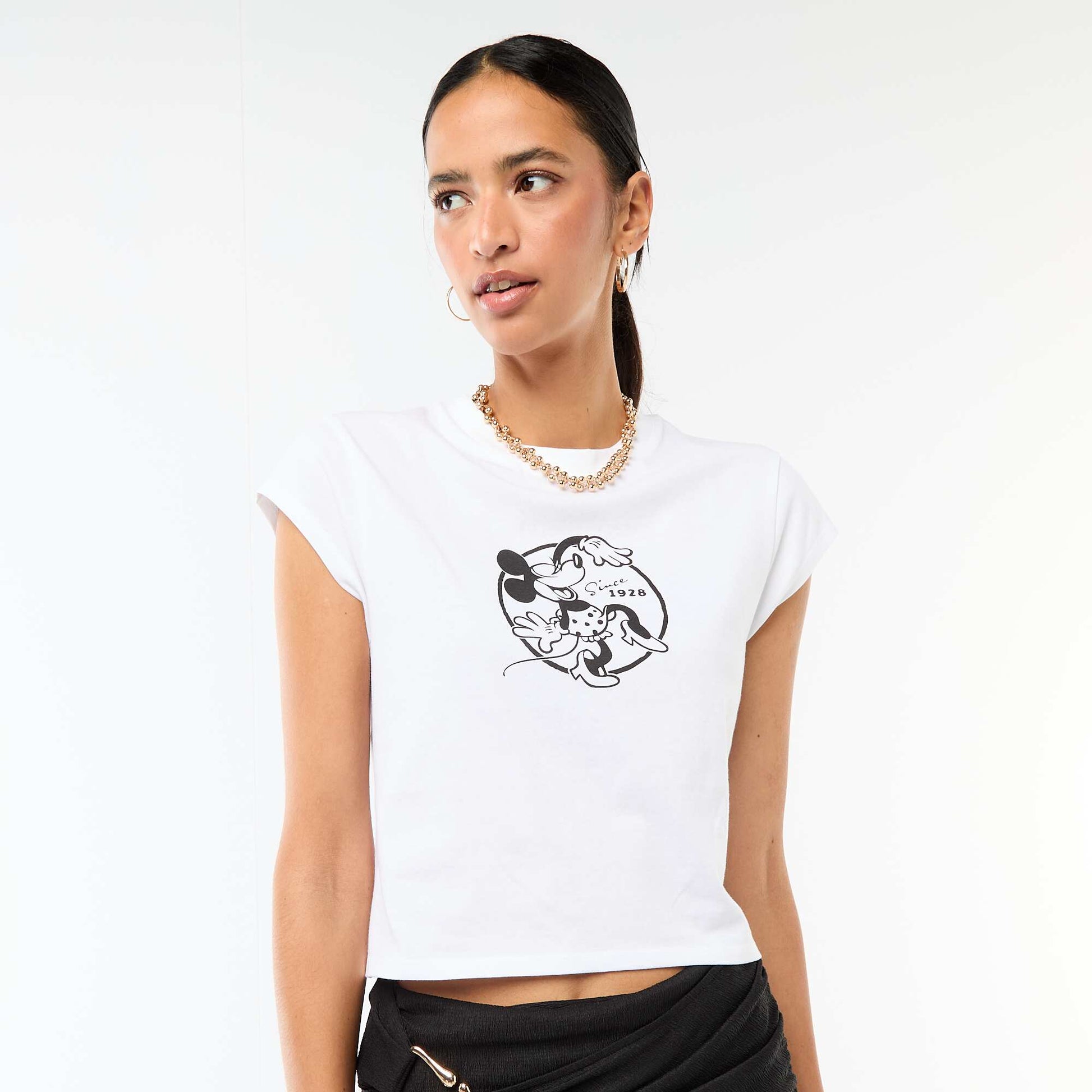 Tee-shirt 'Minnie' cropped 'Disney' BLANC