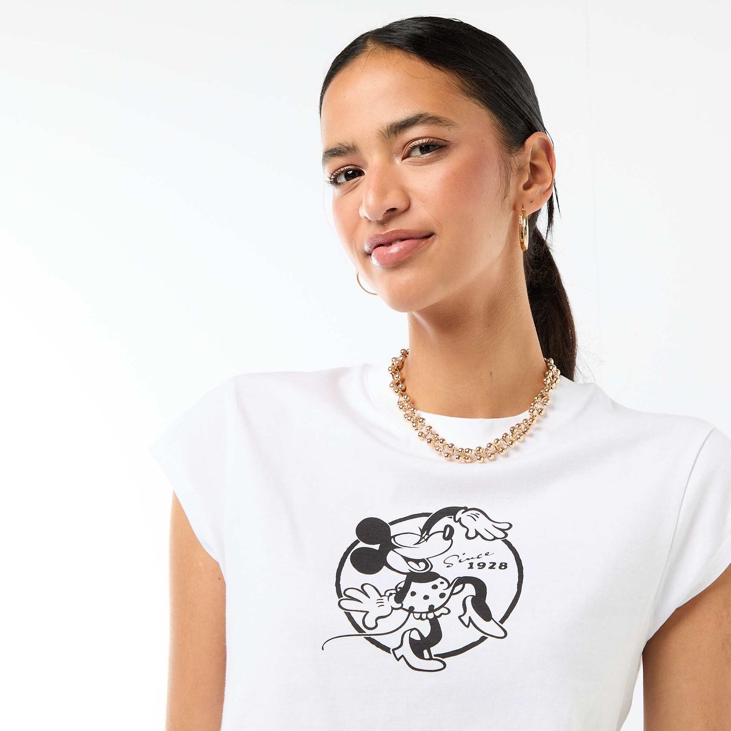 Tee-shirt 'Minnie' cropped 'Disney' BLANC