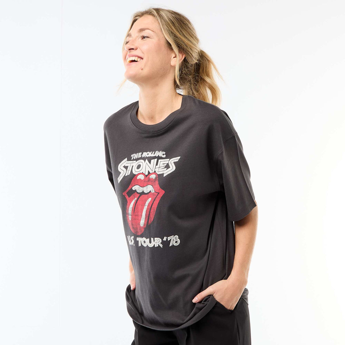 T-shirt à manches courtes 'The Rolling Stones' NOIR