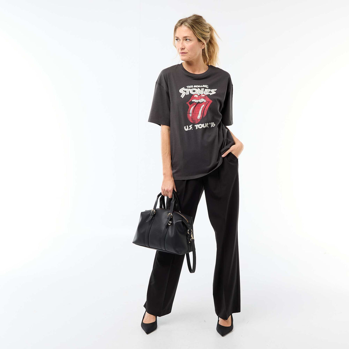 T-shirt à manches courtes 'The Rolling Stones' NOIR