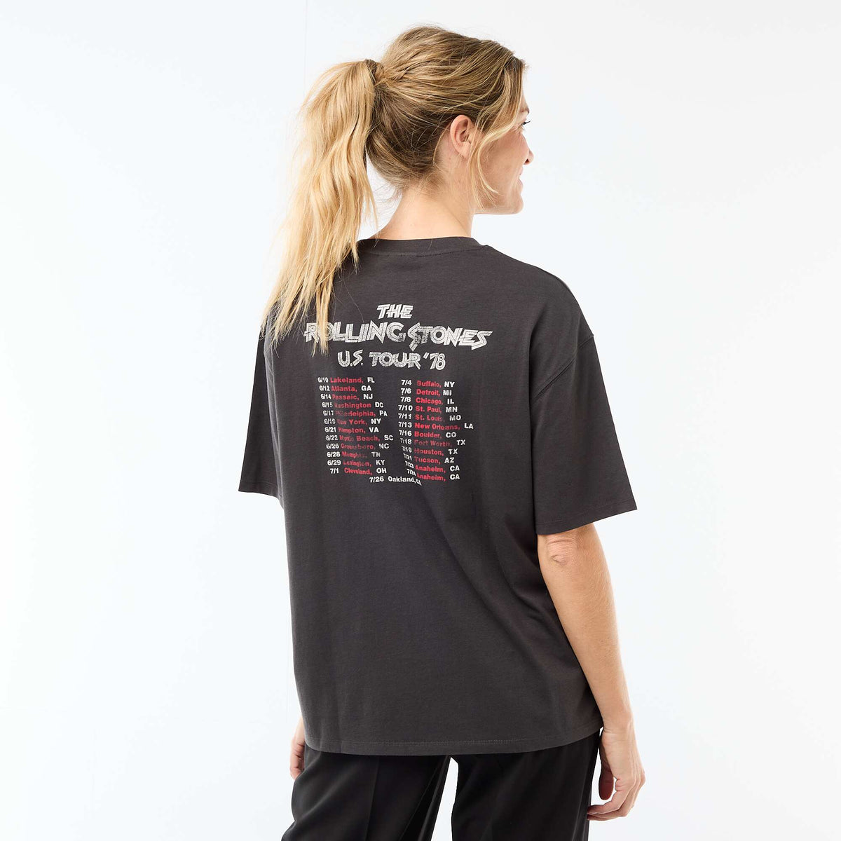 T-shirt à manches courtes 'The Rolling Stones' NOIR