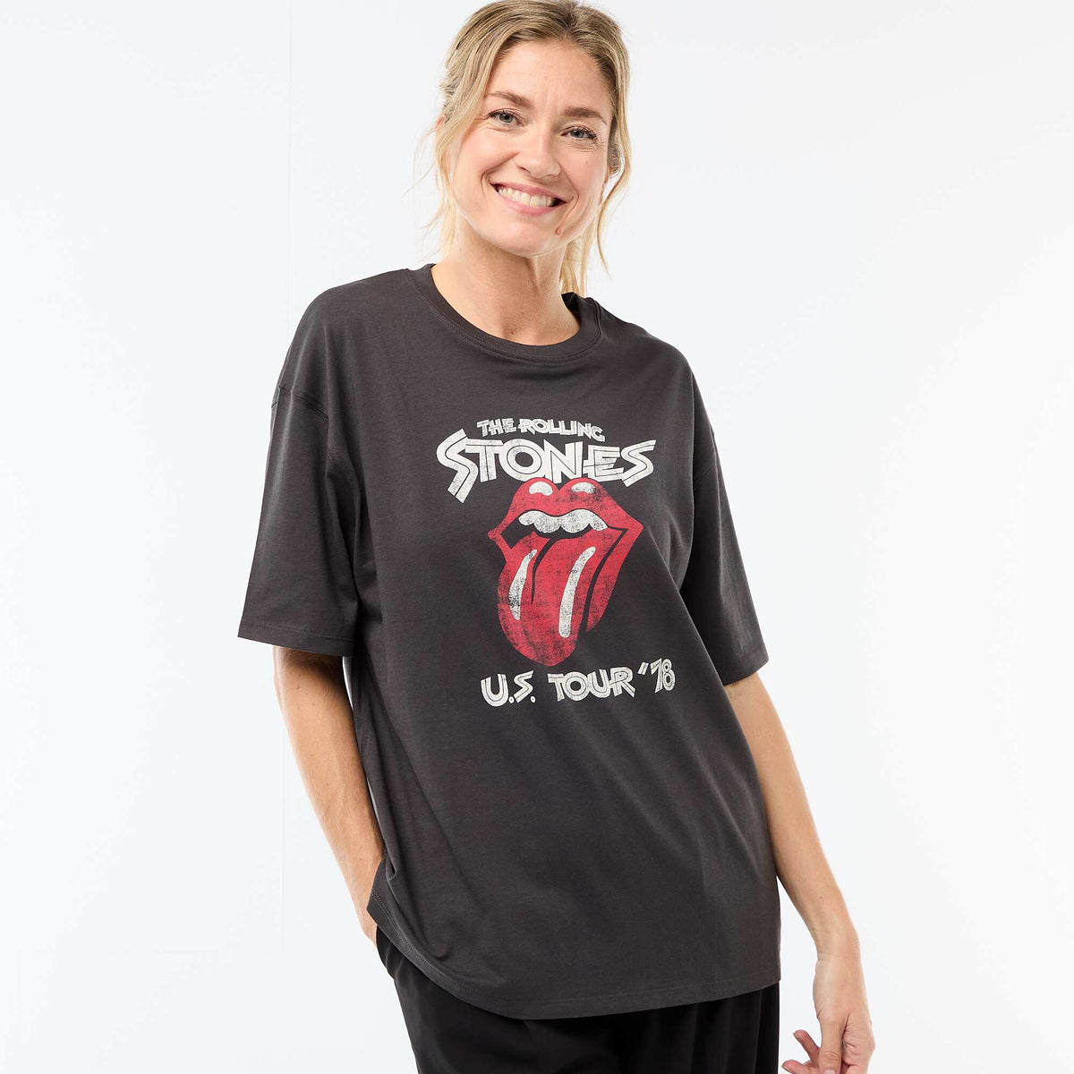 T-shirt à manches courtes 'The Rolling Stones' NOIR