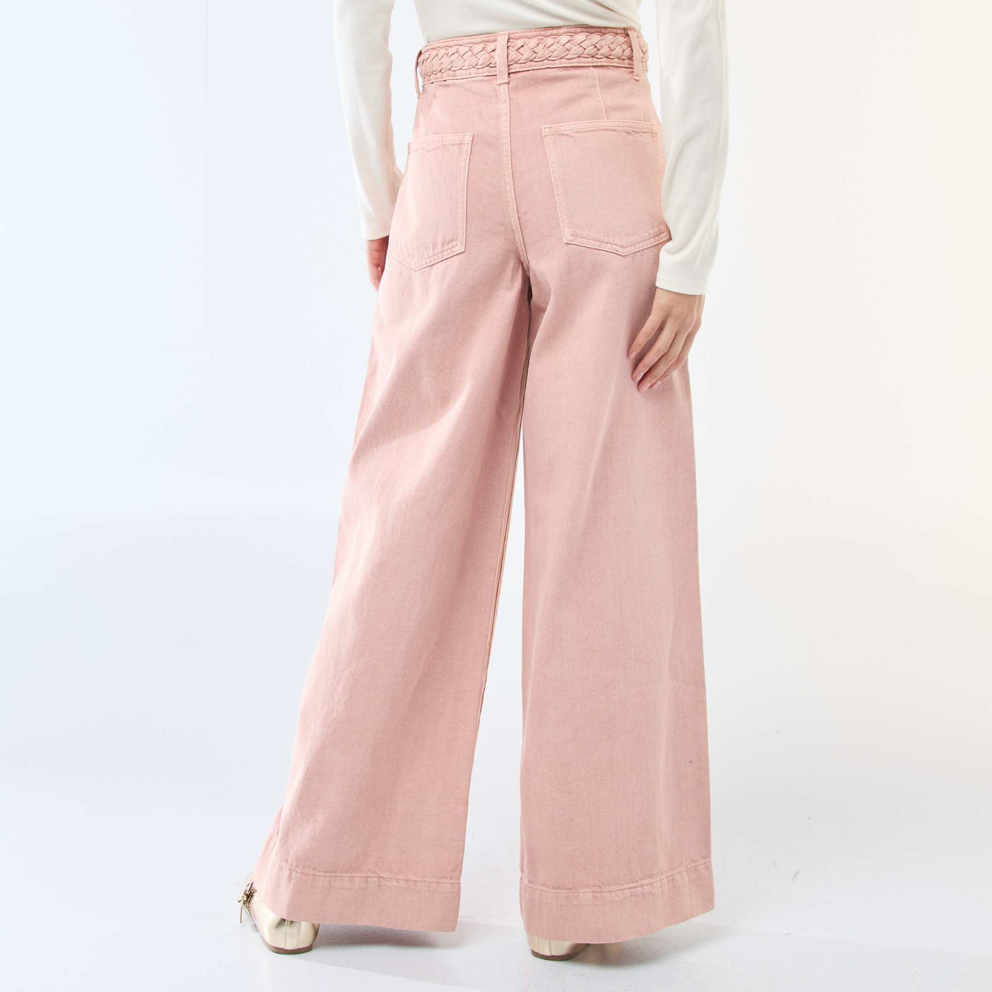 Pantalon denim taille haute et coupe large ROSE