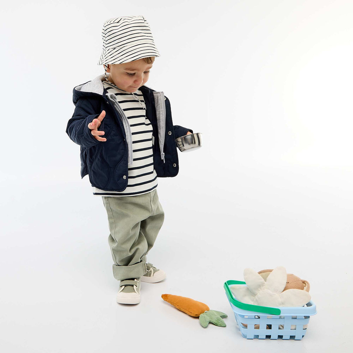T-shirt rayé manches courtes en coton BLANC