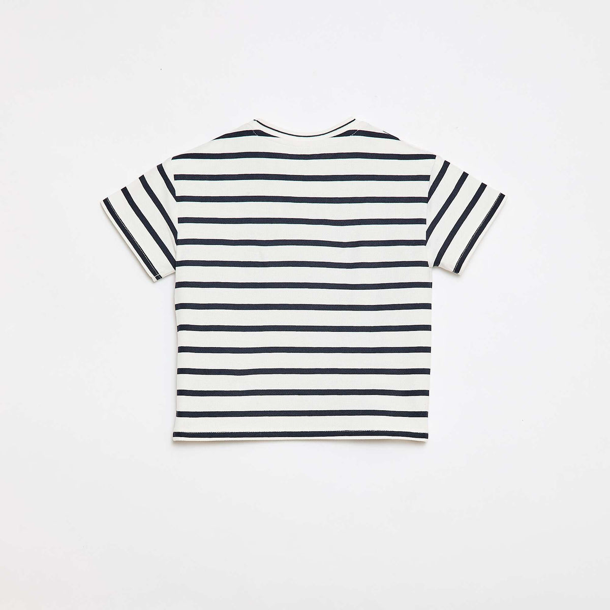 T-shirt rayé manches courtes en coton BLANC