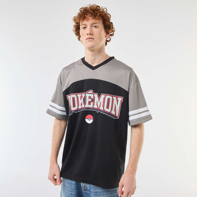 T-shirt imprimé 'Pokémon' col V NOIR