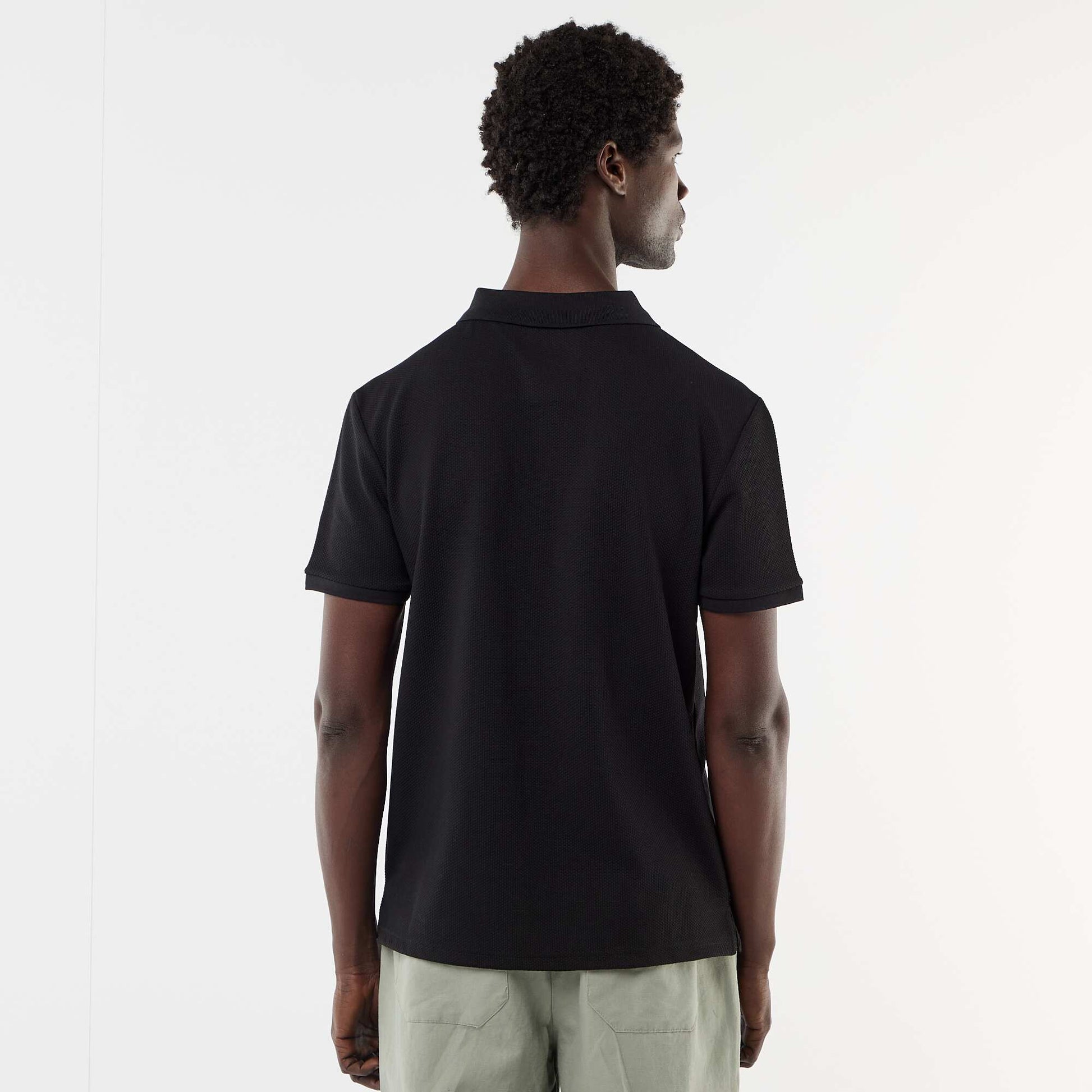 polo en nid d'abeilles avec col zippé NOIR