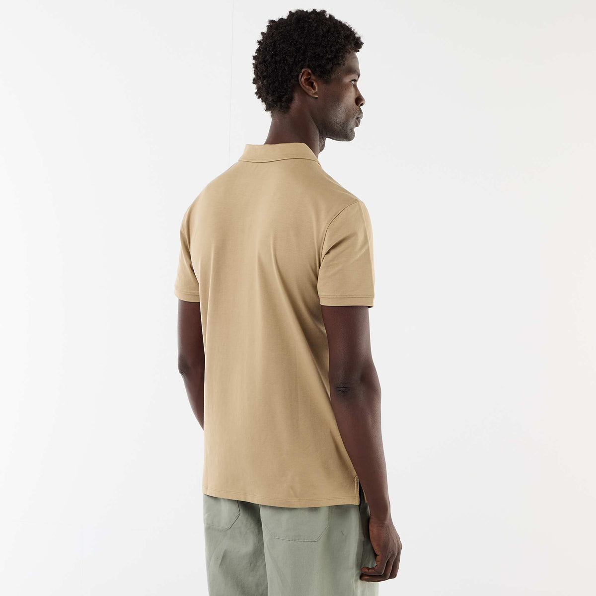polo en nid d'abeilles avec col zippé BEIGE