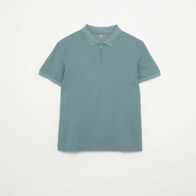 Polo uni pour homme à manches courtes BLEU