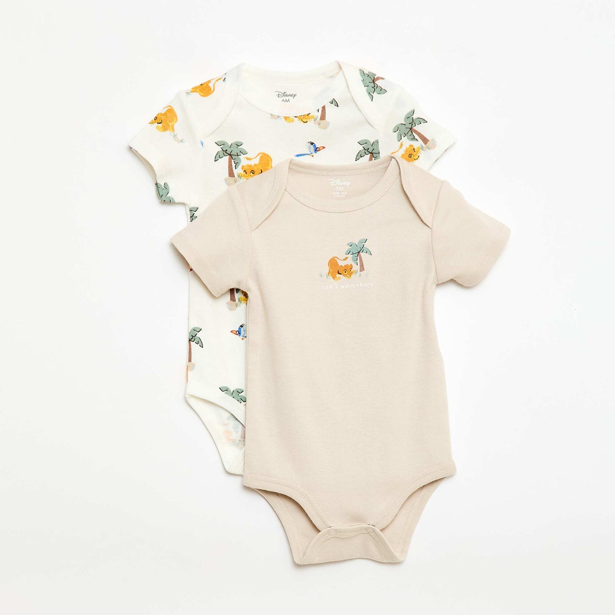 Lot de 2 bodies manches courtes 'Disney' 'Simba' BEIGE