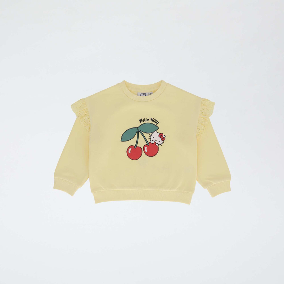 Sweat 'Hello kitty' en coton uni JAUNE