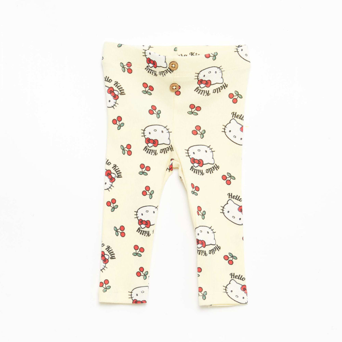Legging 'Hello kitty' en rib coton JAUNE
