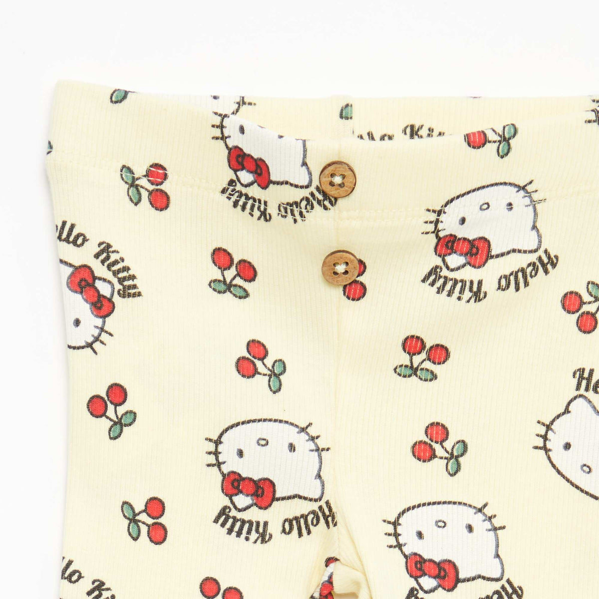 Legging 'Hello kitty' en rib coton JAUNE