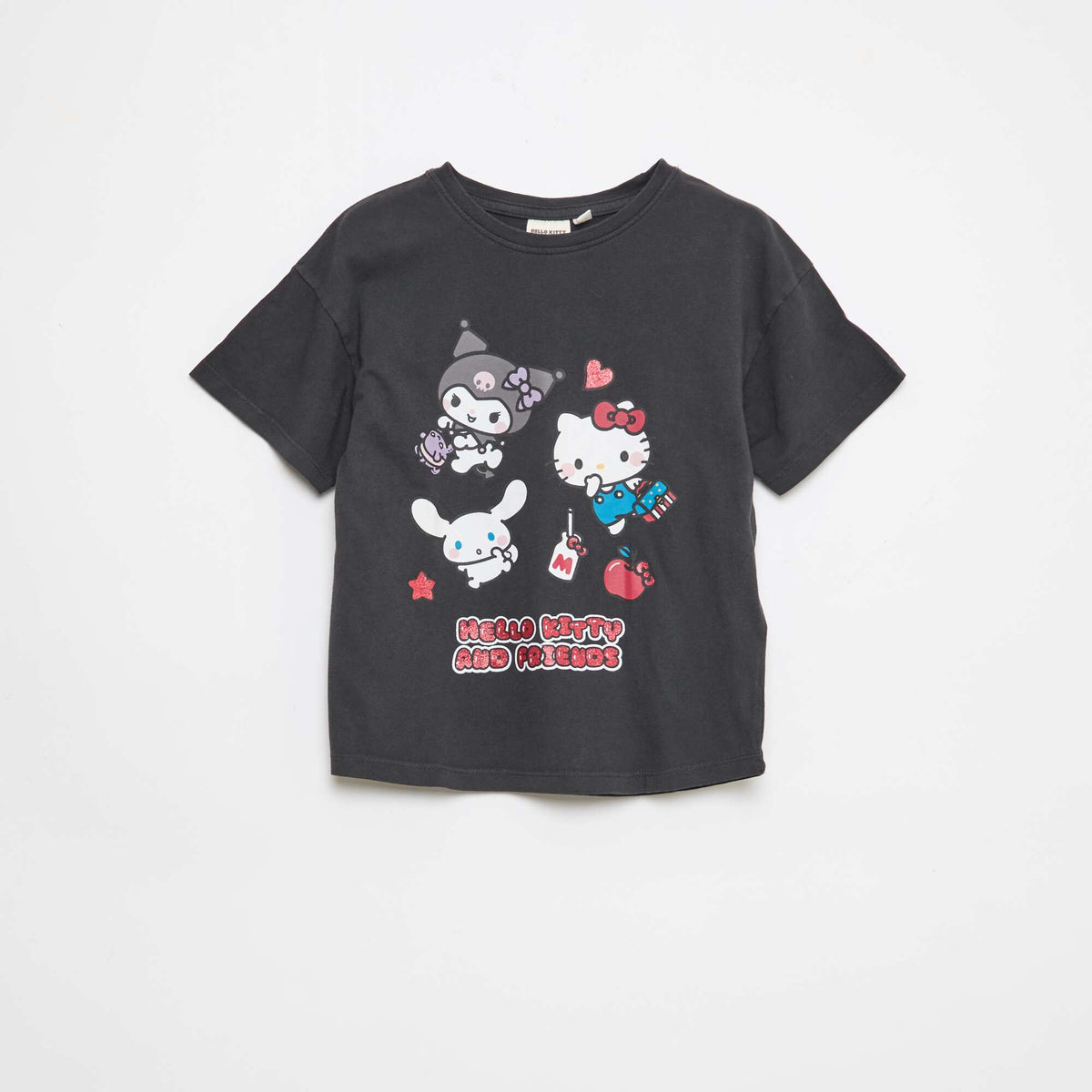 T-shirt imprimé 'Hello kitty' en coton uni NOIR