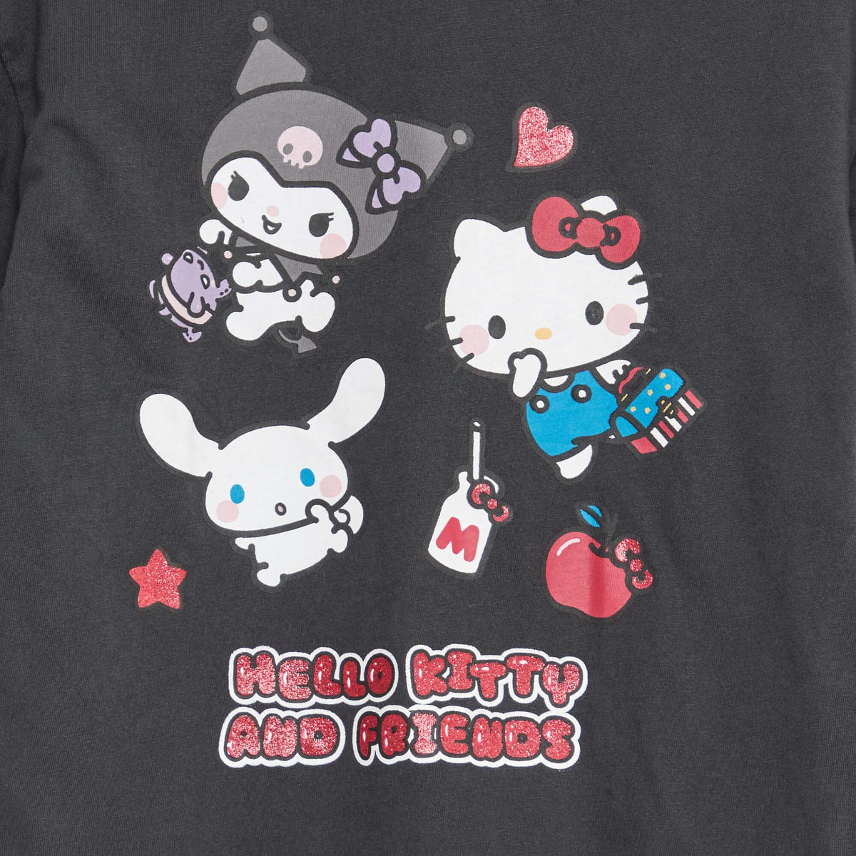 T-shirt imprimé 'Hello kitty' en coton uni NOIR