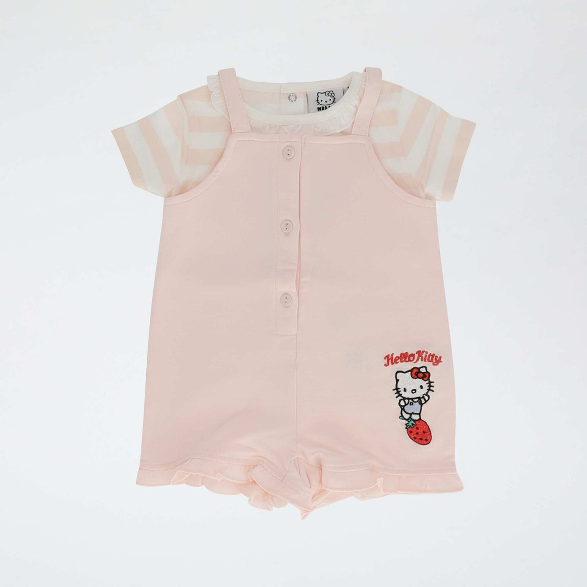 Ensemble 2 pièces combinaison courte + T-shirt hyper 'Hello Kitty' ROSE