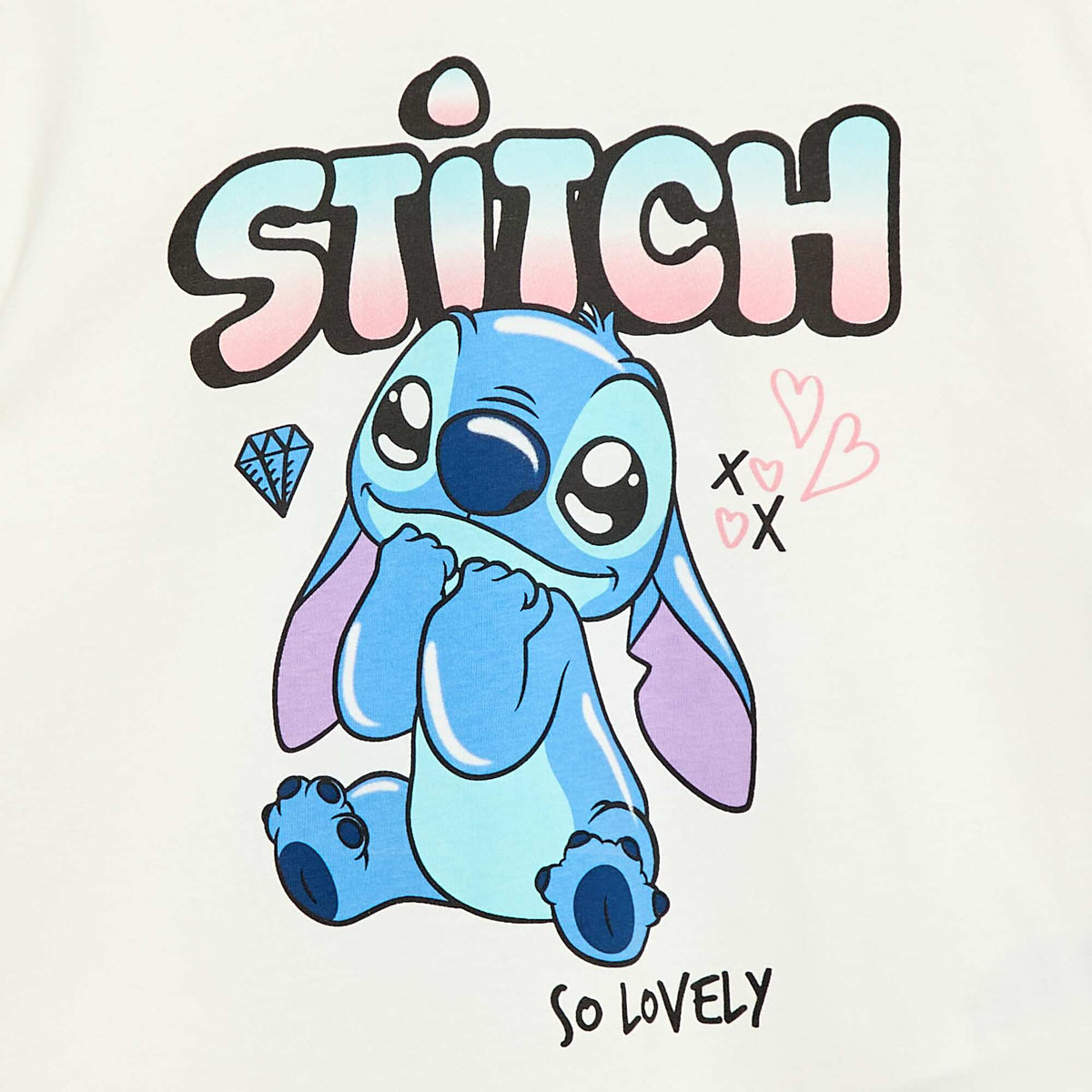 T-shirt uni 'Disney' 'Stitch' en coton BLANC