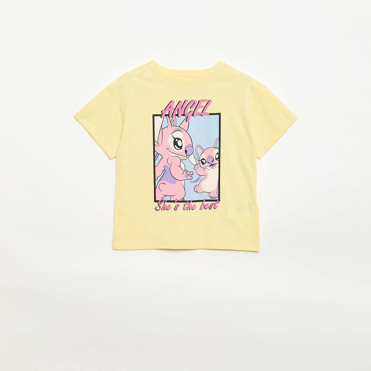 T-shirt uni 'Disney' 'Angel' en coton JAUNE