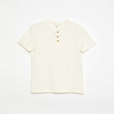 T-shirt à col tunisien BLANC