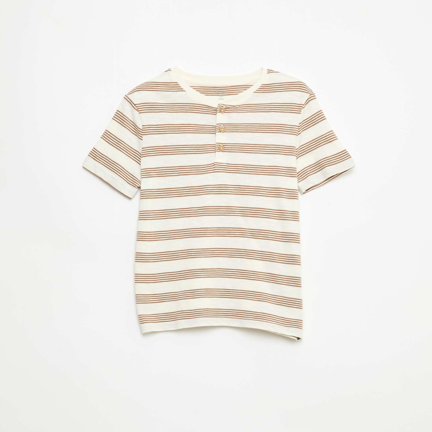 T-shirt rayé à col tunisien BEIGE