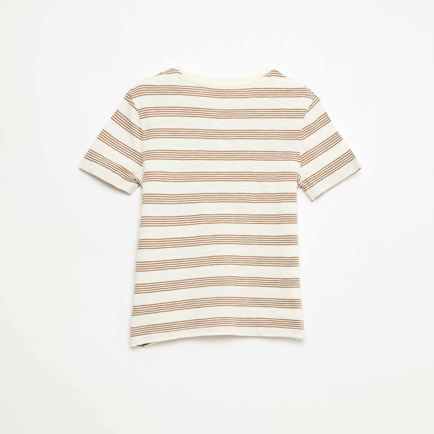T-shirt rayé à col tunisien BEIGE