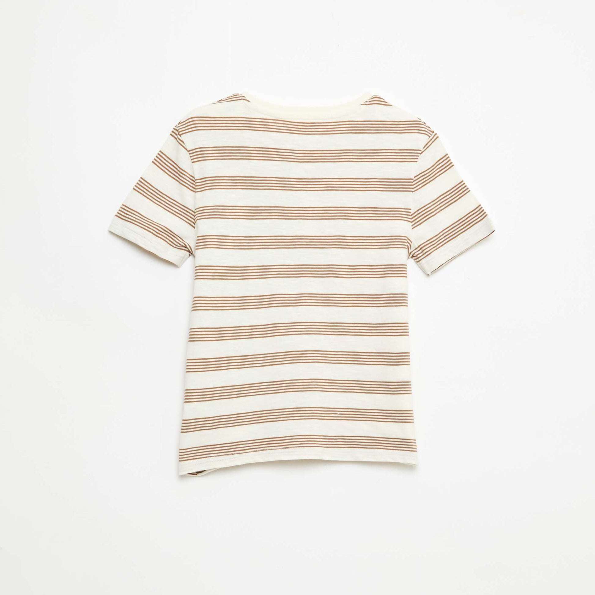 T-shirt rayé à col tunisien BEIGE
