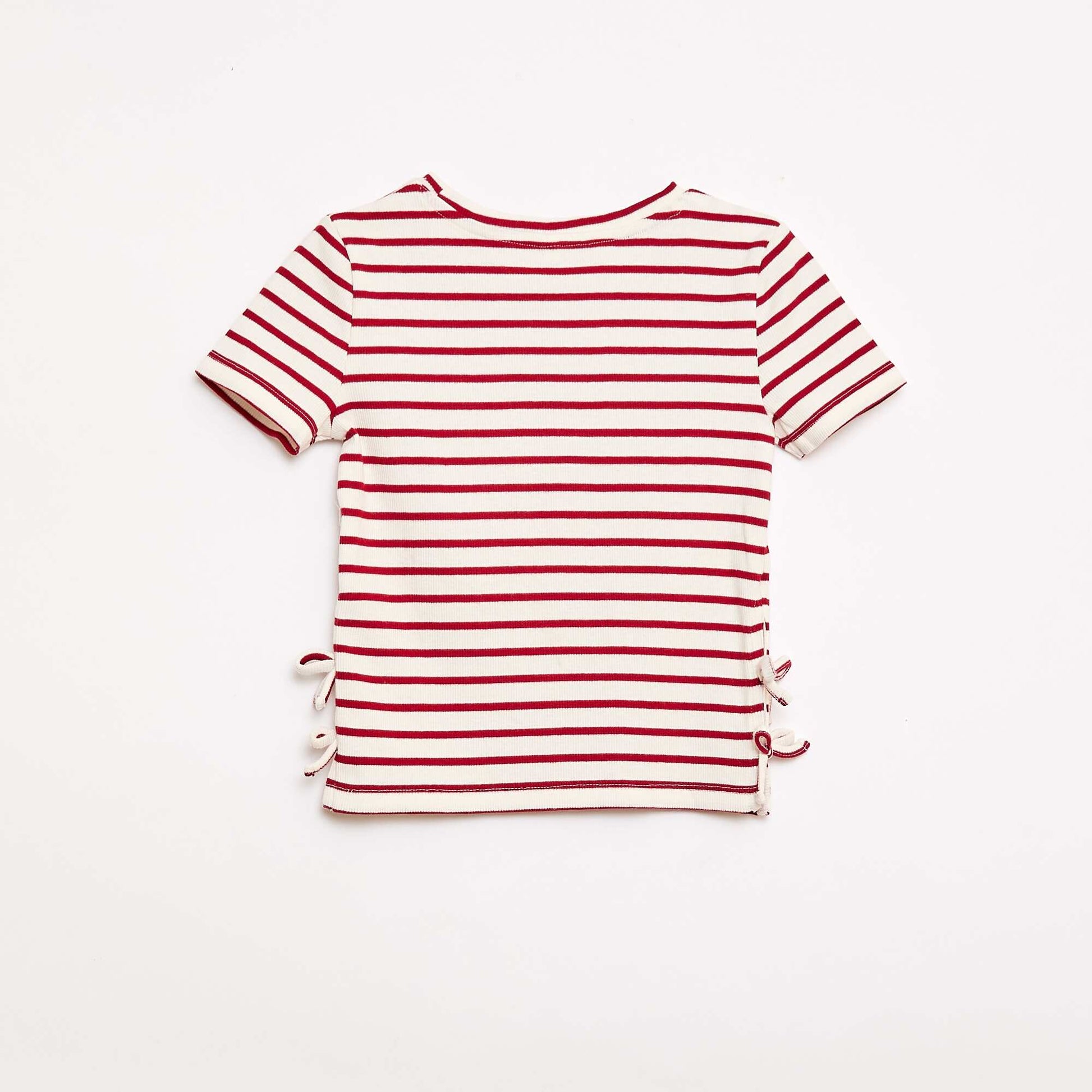 T-shirt avec nœuds fantaisie ROUGE