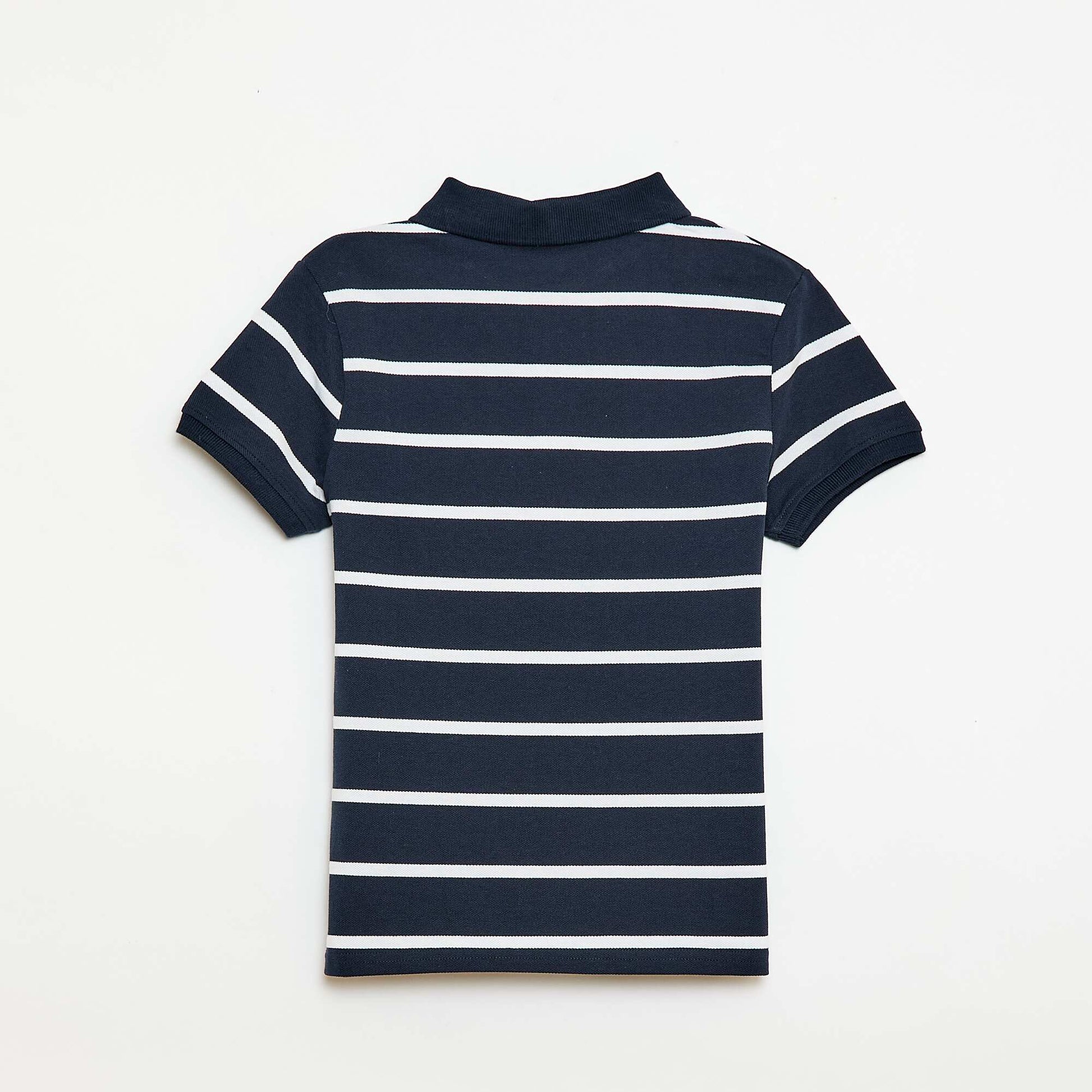 Polo à manches courtes en piqué de coton BLEU