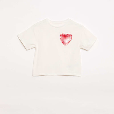 T-shirt avec patch vichy BLANC