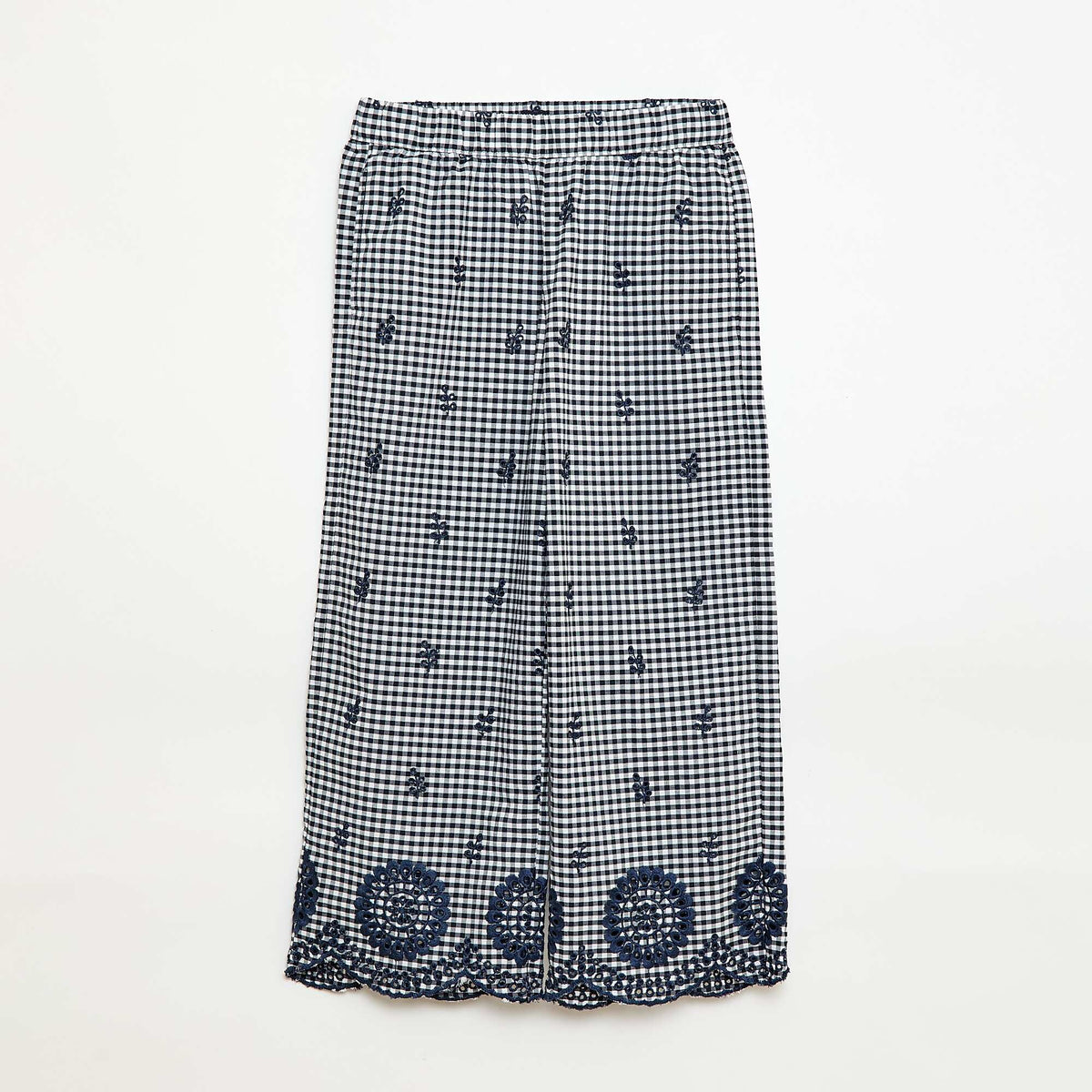 Pantalon vichy en coton BLEU MARINE