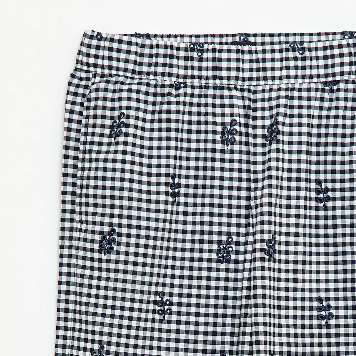 Pantalon vichy en coton BLEU MARINE