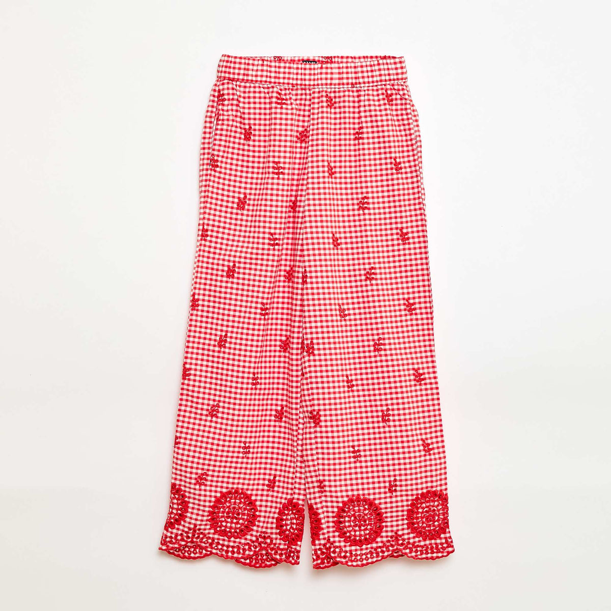 Pantalon vichy en coton ROUGE