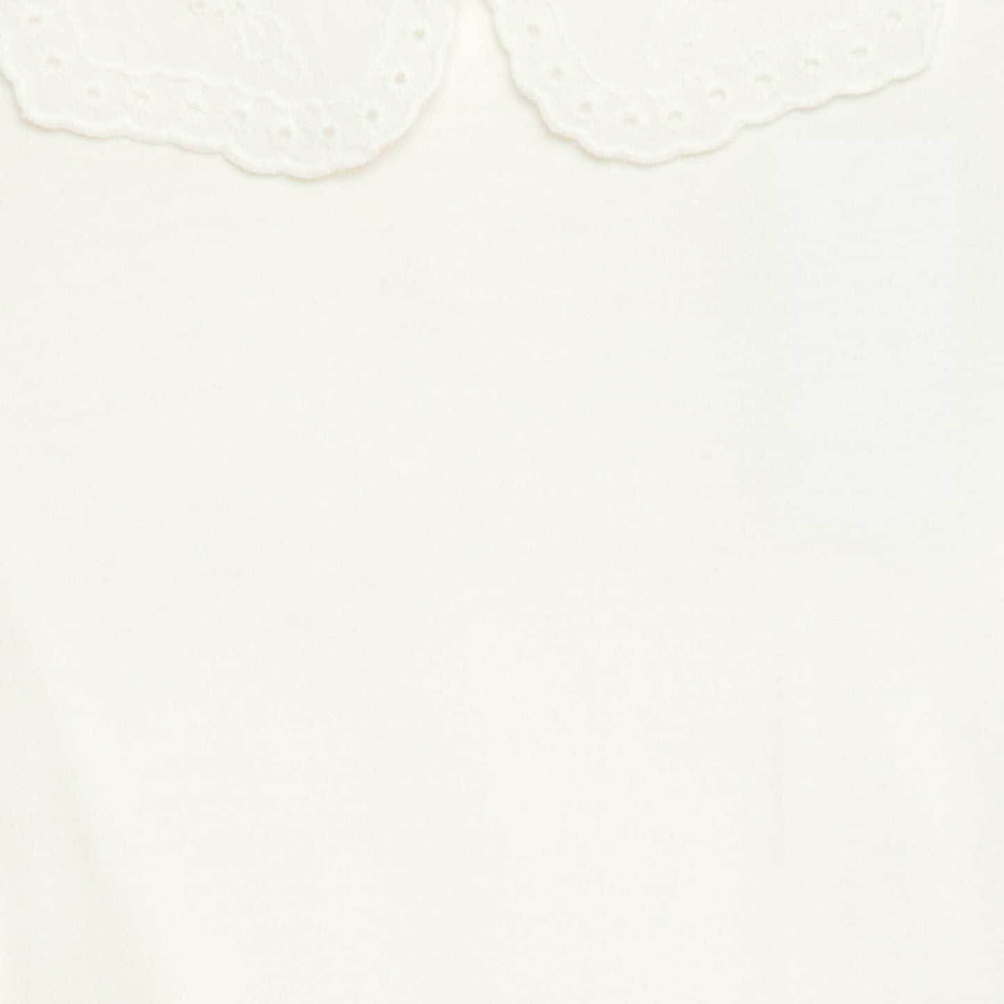 T-shirt en jersey avec col Claudine avec broderies anglaises BLANC
