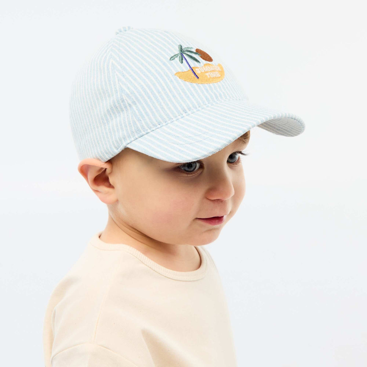 Casquette rayée avec patch brodé BLEU