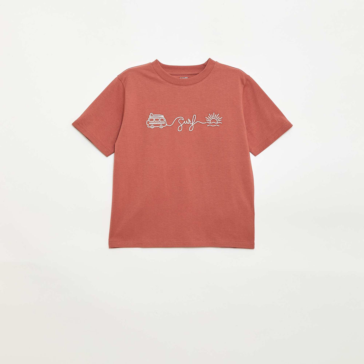 T-shirt à manches courtes brodé ROUGE