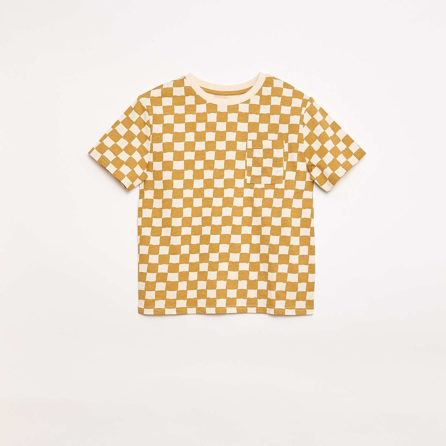 Ensemble t-shirt + short style damier - 2 pièces JAUNE