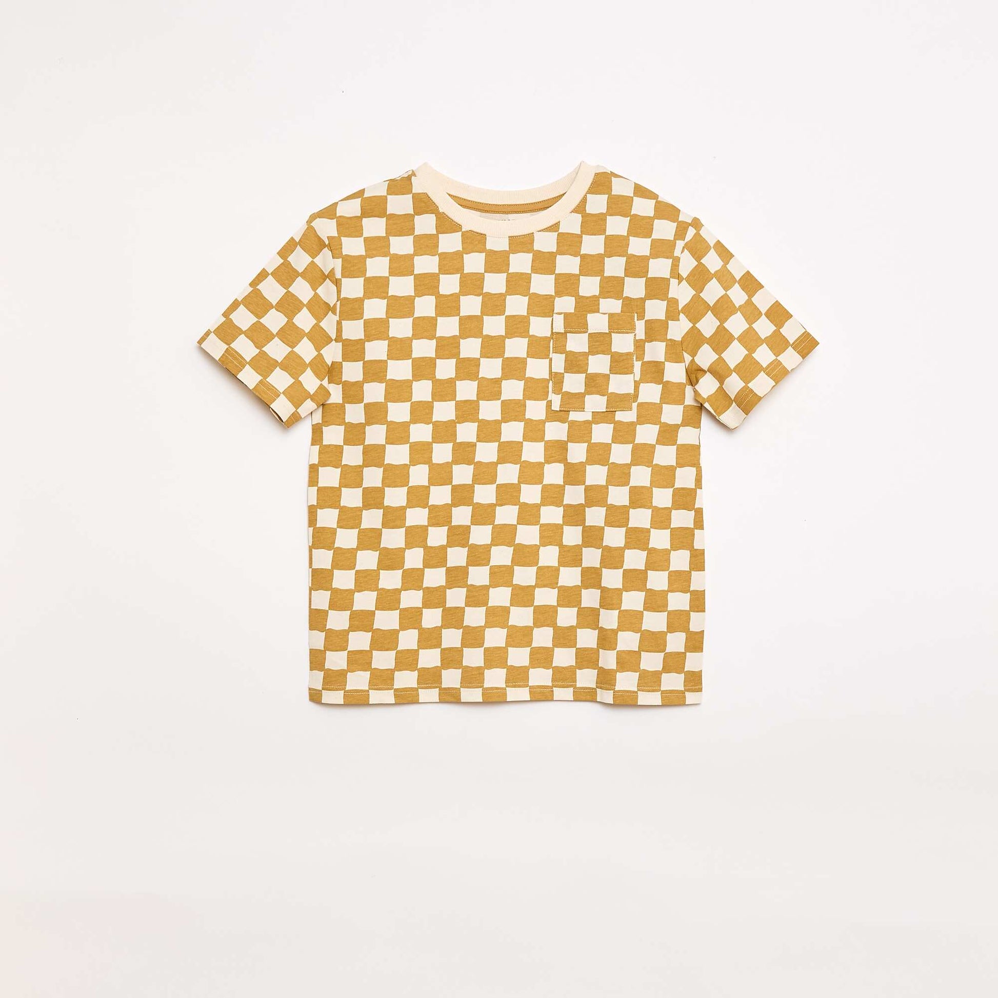 Ensemble t-shirt + short style damier - 2 pièces JAUNE