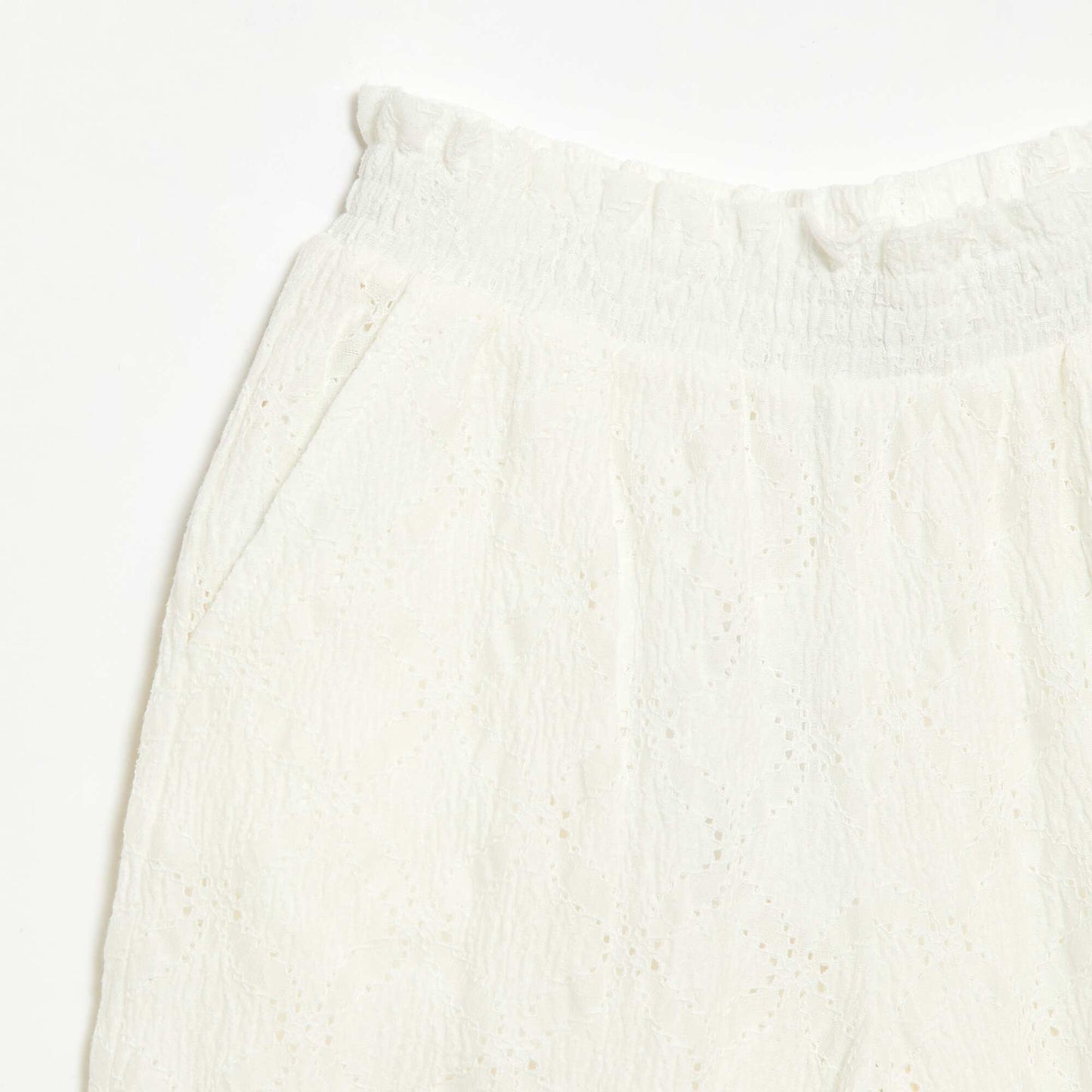 Pantalon large en broderie anglaise BLANC