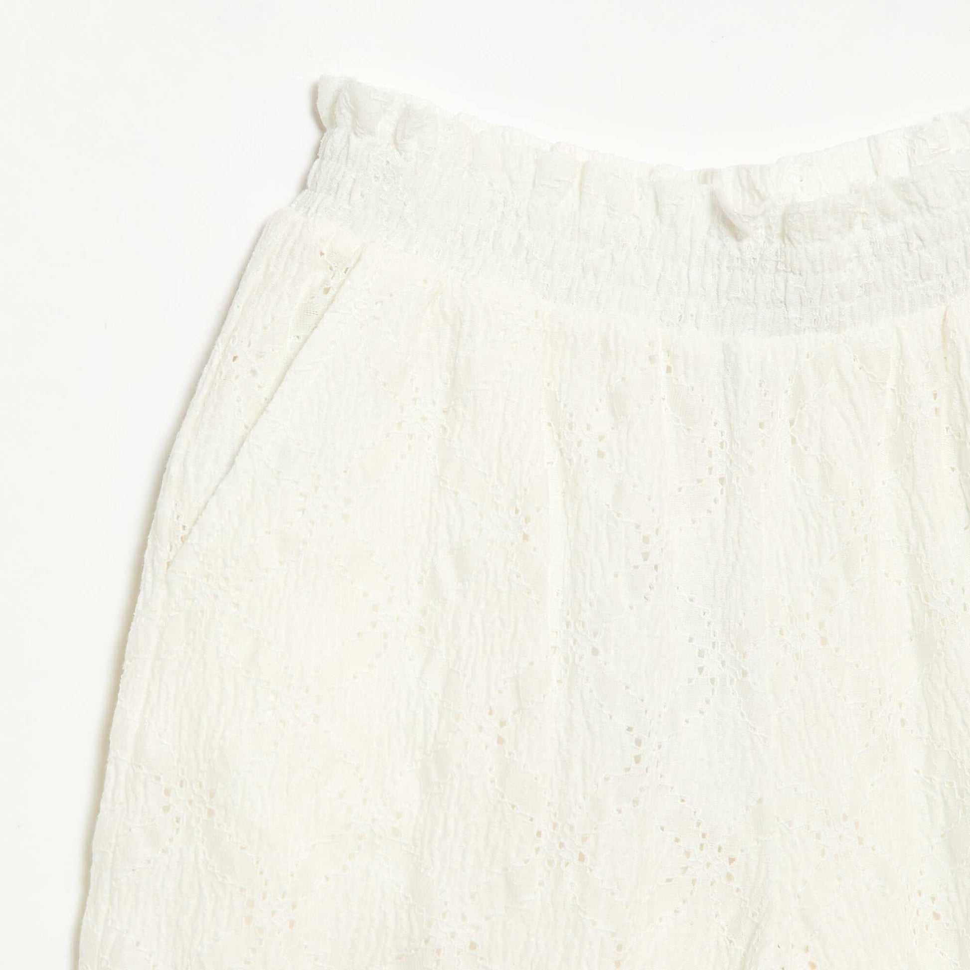 Pantalon large en broderie anglaise BLANC