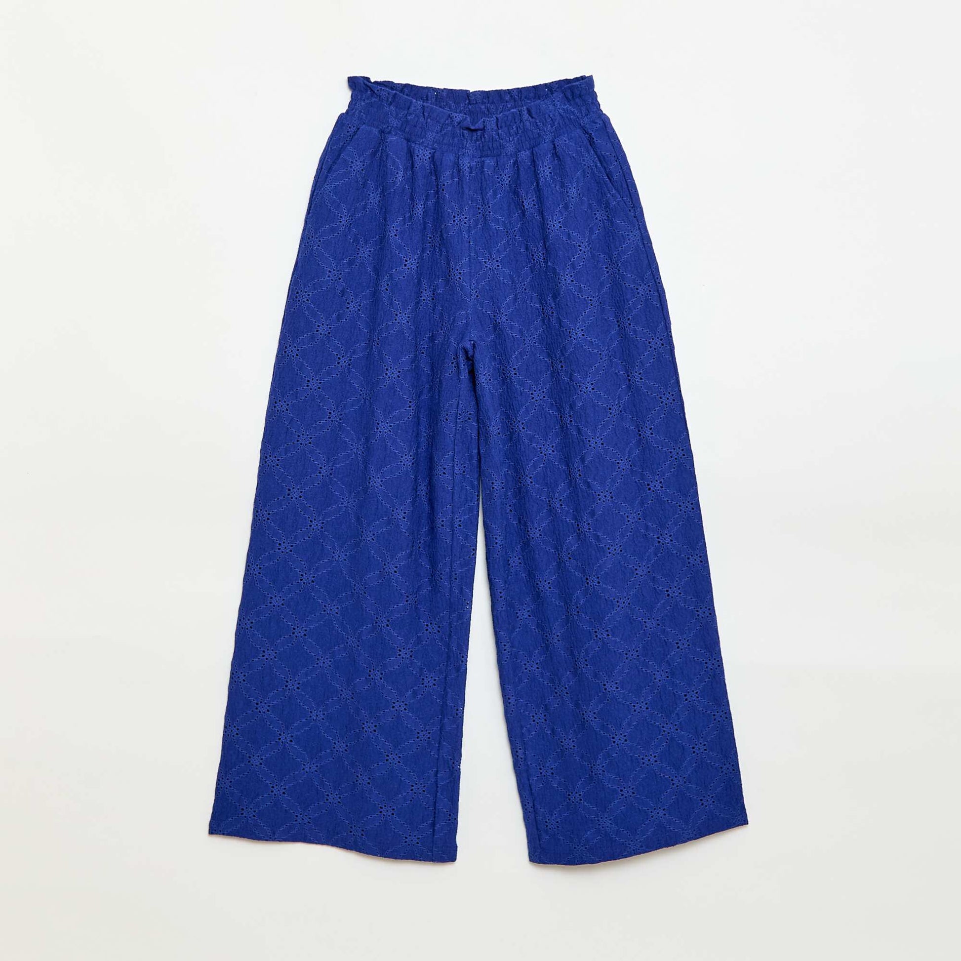 Pantalon large en broderie anglaise BLEU
