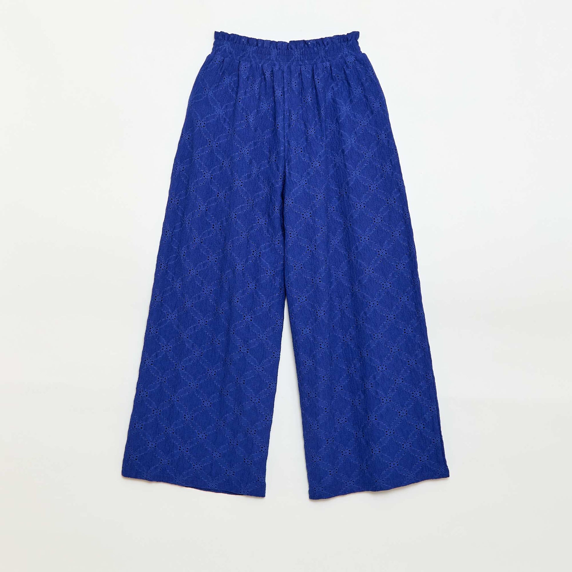 Pantalon large en broderie anglaise BLEU