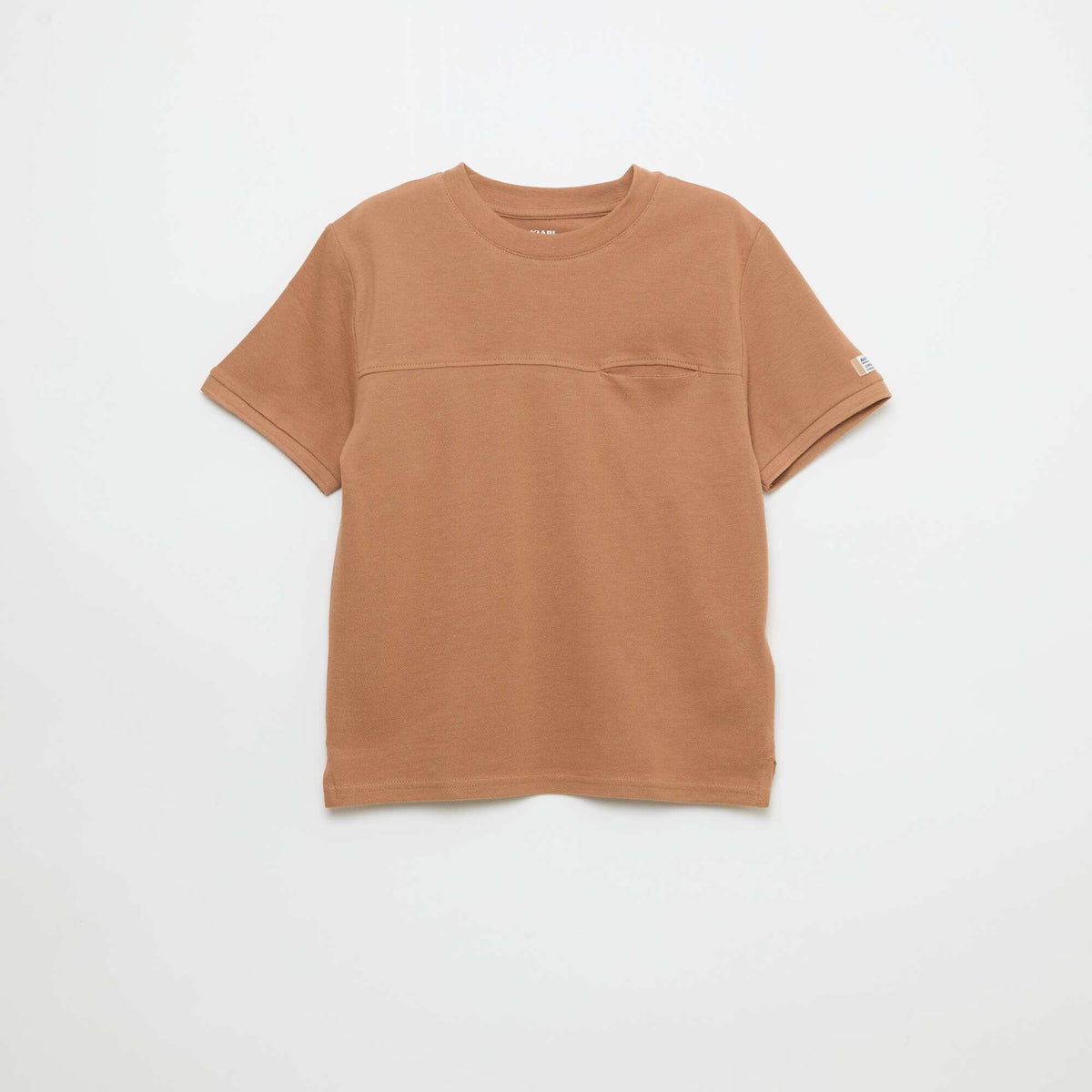 T-shirt en coton piqué à manches courtes MARRON /MARRON MOYEN