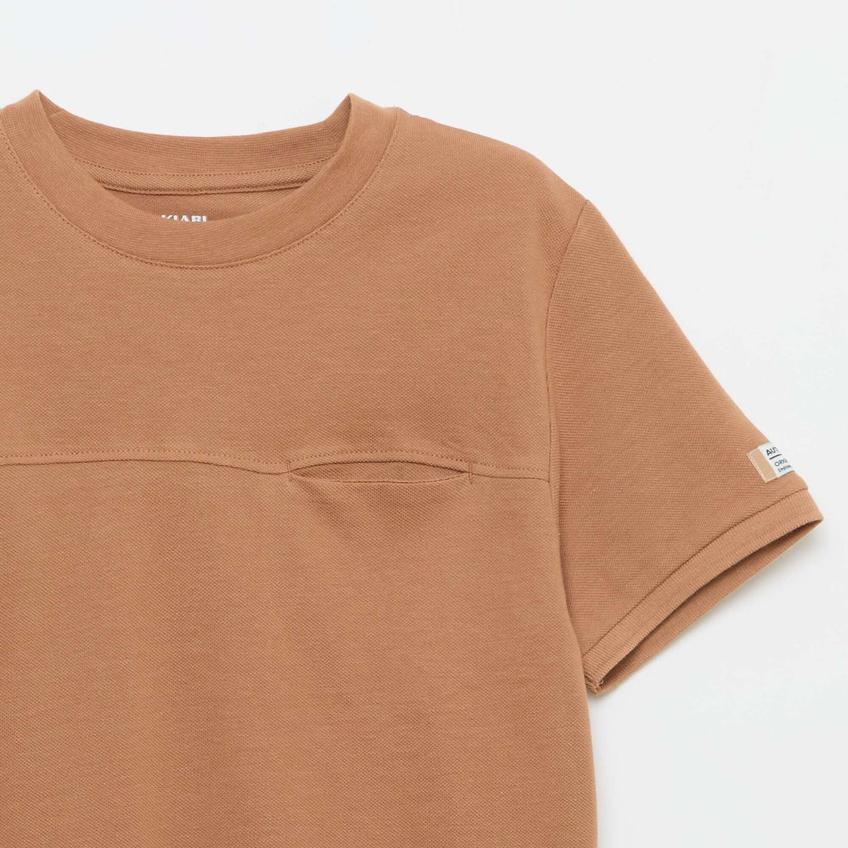 T-shirt en coton piqué à manches courtes MARRON /MARRON MOYEN