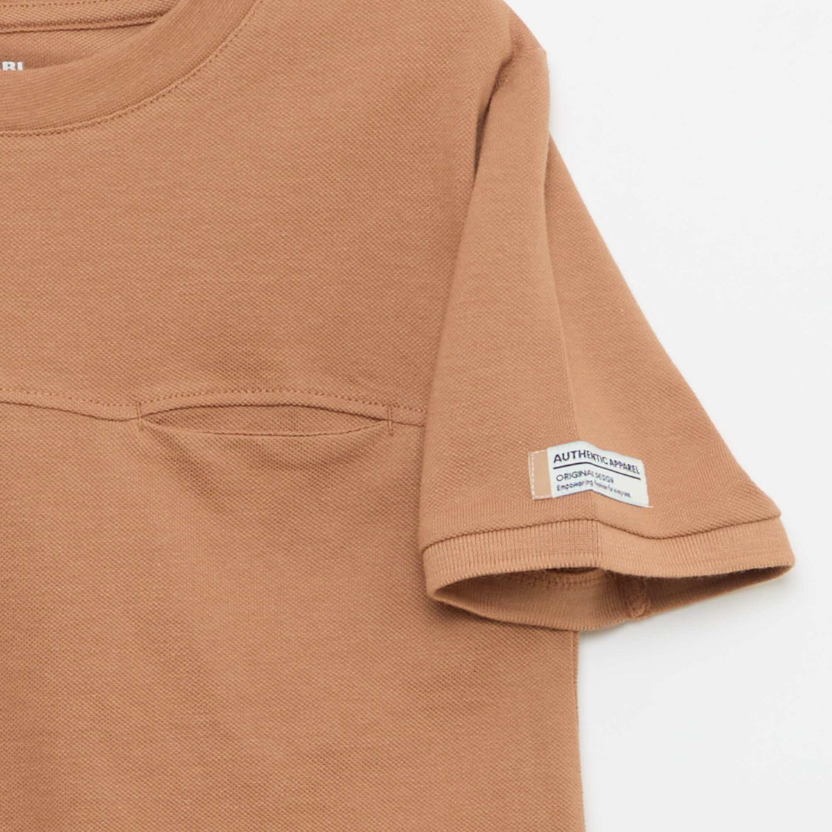 T-shirt en coton piqué à manches courtes MARRON /MARRON MOYEN