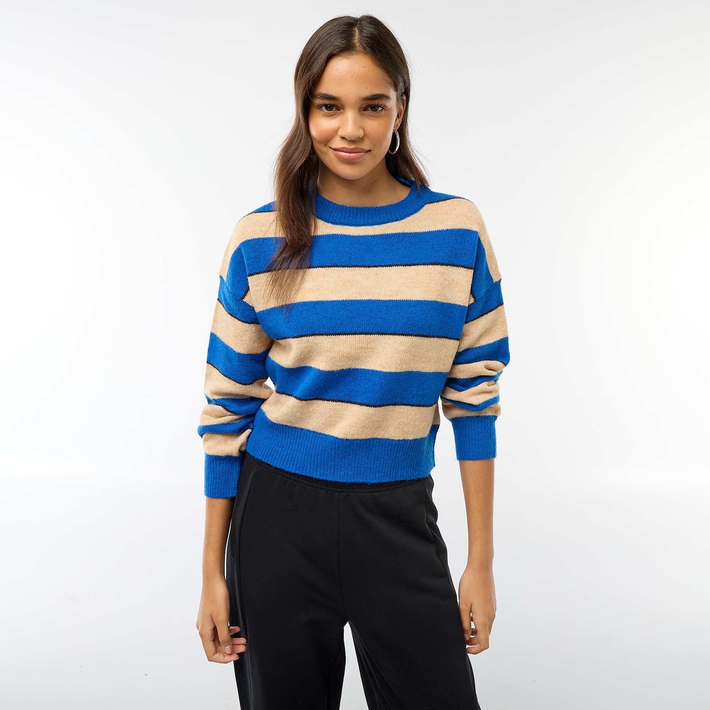Pull en maille chaude col rond BEIGE