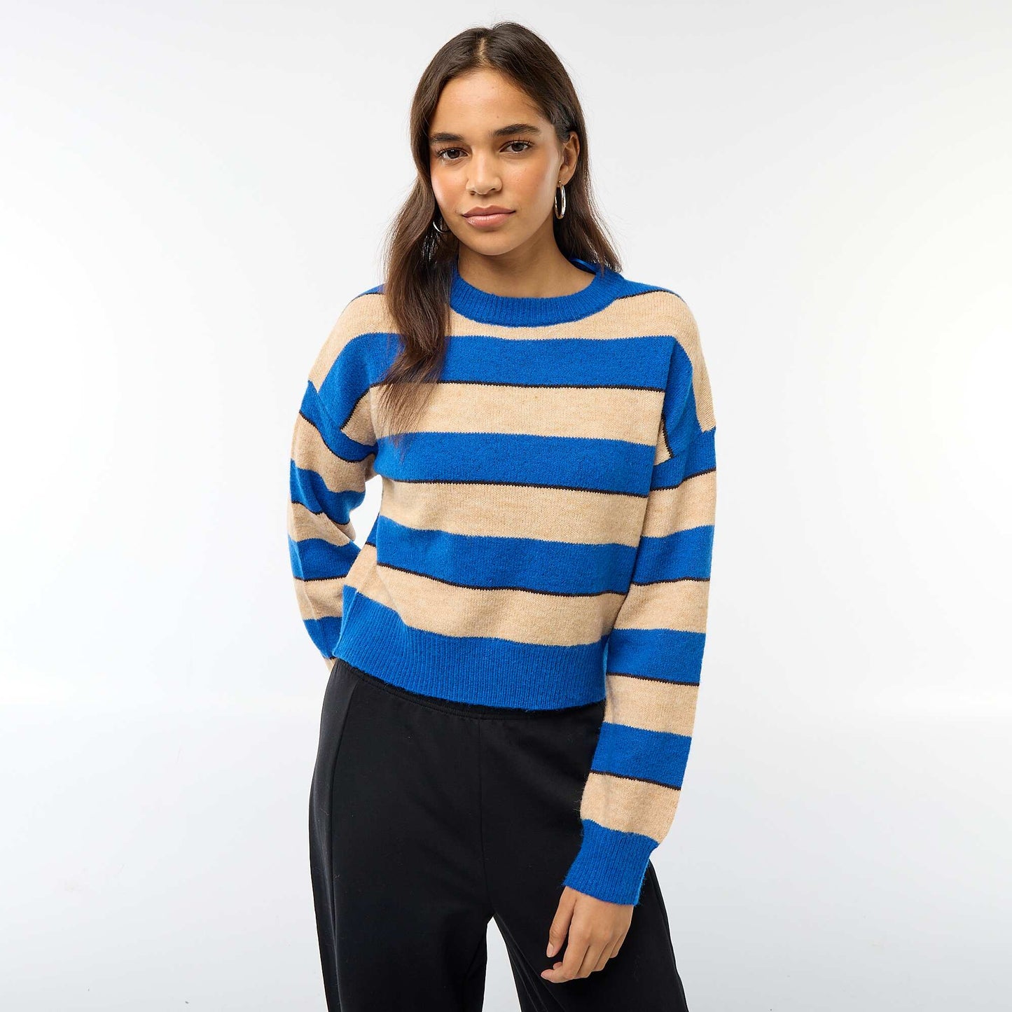Pull en maille chaude col rond BEIGE